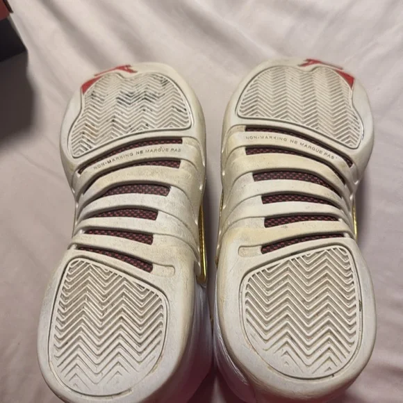 Air Jordan 12 Retro White and Gold Sneakers - Picture 4 of 7